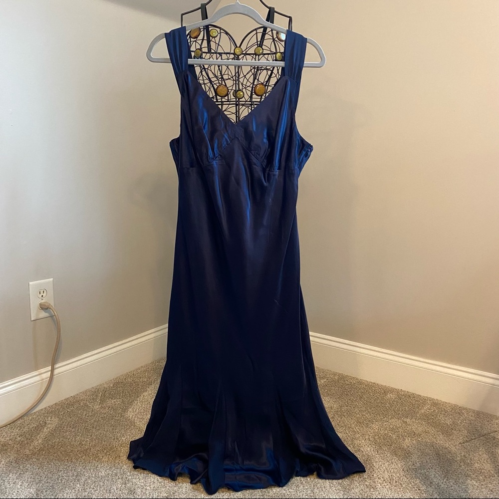 Isaac Mizrahi for Target navy blue midi satin slip cocktail dress size 18